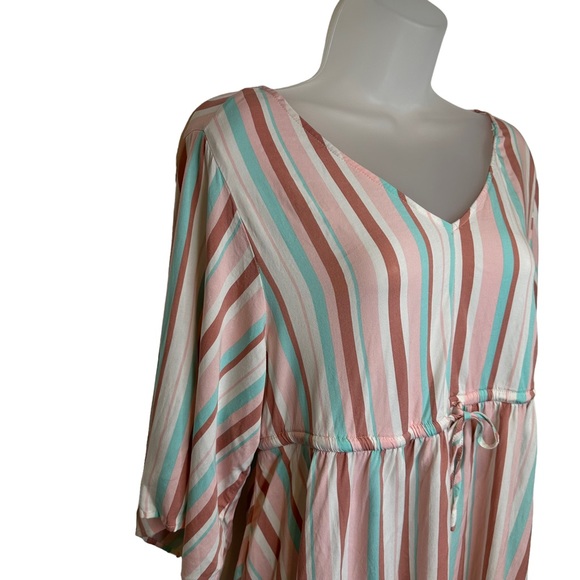 Torrid Dress Womens Tunic Colorful Stretch V Neck Elastic Waist Rayon Pink 0 - Picture 8 of 12